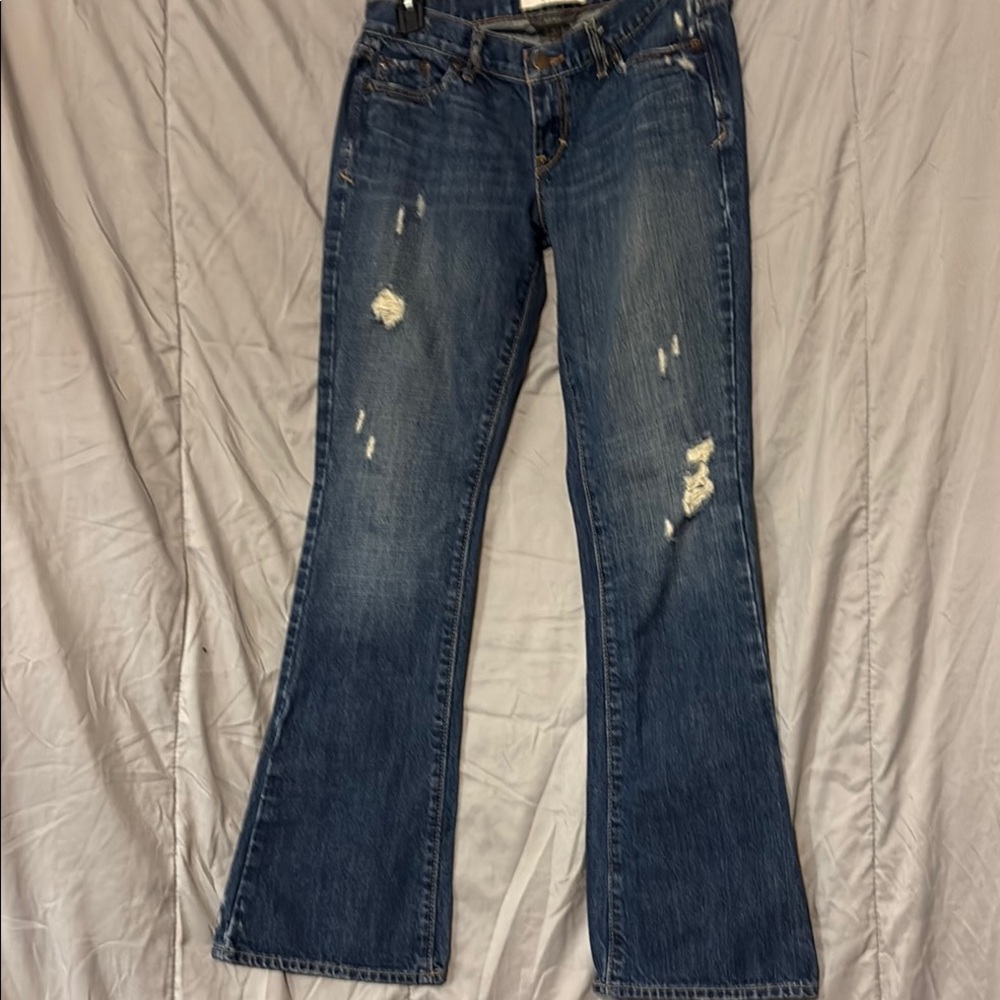 Abercrombie & Fitch Blue Flare Wide Leg Jeans - Picture 1 of 7